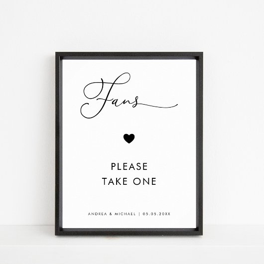 Minimale delicate script & hart fans bruiloft teke poster