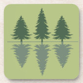Minimale dennenbomen reflectiebos bier onderzetter (Voorkant)