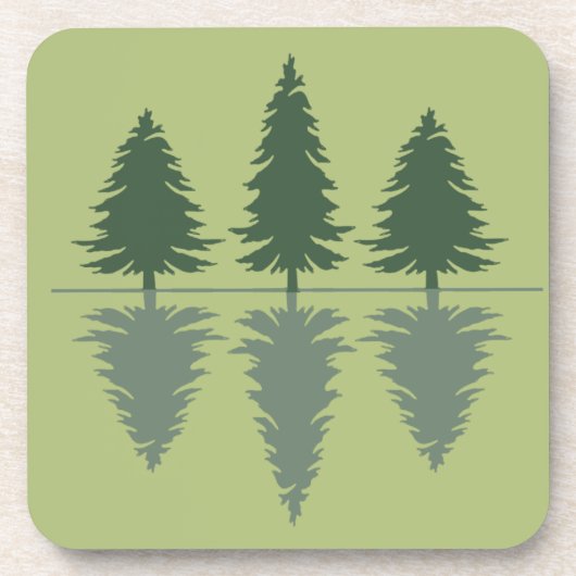 Minimale dennenbomen reflectiebos bier onderzetter (Voorkant)