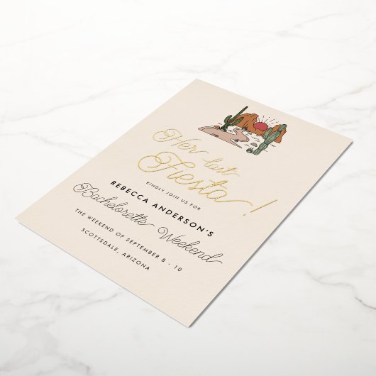 Minimale Desert Fiesta Bachelorette Weekend Goud Folie Uitnodiging (Gedraaid)