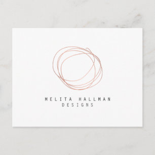 Minimale Designer Scribble Logo in Roos Gold Briefkaart