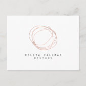 Minimale Designer Scribble Logo in Roos Gold Briefkaart (Voorkant)