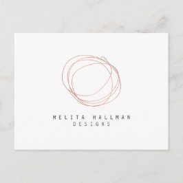 Minimale Designer Scribble Logo in Roos Gold Briefkaart