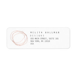 Minimale Designer Scribble Logo in Roos Gold Etiket