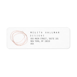 Minimale Designer Scribble Logo in Roos Gold Etiket