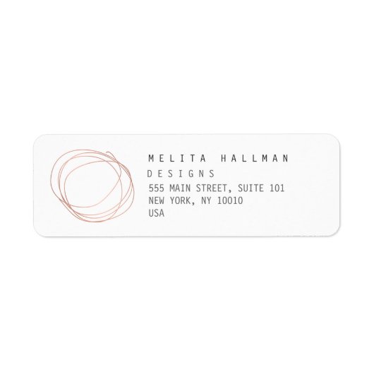 Minimale Designer Scribble Logo in Roos Gold Etiket (Voorkant)