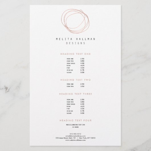 Minimale Designer Scribble Logo in Roos Gold Flyer (Voorkant)