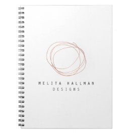 Minimale Designer Scribble Logo in Roos Gold Notitieboek