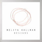 Minimale Designer Scribble Logo in Roos Gold Poster (Voorkant)