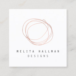 Minimale Designer Scribble Logo in Roos Gold Vierkante Visitekaartje