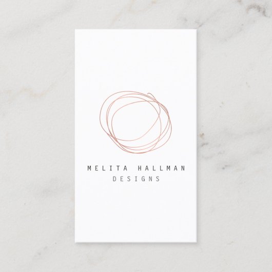 Minimale Designer Scribble Logo in Roos Gold Visitekaartje (Voorkant)