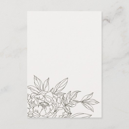 Minimale details over het chic Brown Floral Sketch Informatiekaartje (Achterkant)