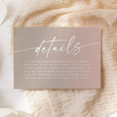 Minimale details over het huwelijk in Blush en Bei Informatiekaartje