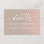 Minimale details over het huwelijk in Blush en Bei Informatiekaartje (Voorkant)