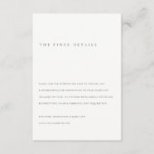 Minimale details over het huwelijk in zwart-wit en informatiekaartje (Voorkant)