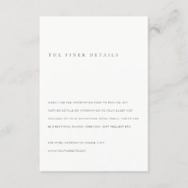Minimale details over het huwelijk in zwart-wit en informatiekaartje