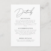 Minimale details over het script bruiloft informatiekaartje (Voorkant)