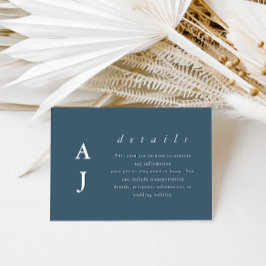 Minimale details van de Monogram Stusty Blue Weddi Informatiekaartje