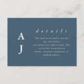 Minimale details van de Monogram Stusty Blue Weddi Informatiekaartje (Voorkant)