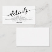 Minimale details van de mooie bruiloft informatiekaartje (Voorkant / Achterkant)