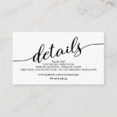 Minimale details van de mooie bruiloft informatiekaartje (Voorkant)