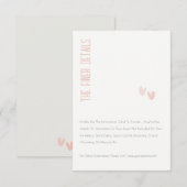 Minimale details van het elegante dusky roze hart  informatiekaartje (Voorkant / Achterkant)