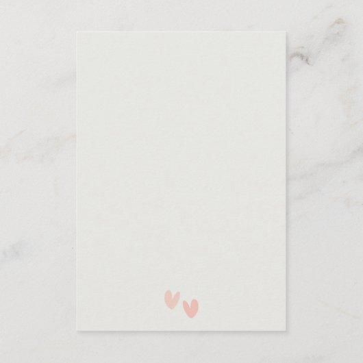 Minimale details van het elegante dusky roze hart  informatiekaartje (Achterkant)