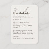 Minimale details van het Ivory Cream Wedding Informatiekaartje (Voorkant)