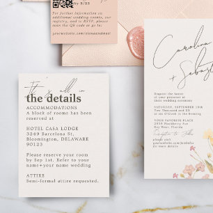 Minimale details van het Ivory Cream Wedding Informatiekaartje