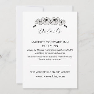 Minimale details van het witte Magnolia Flower Wed Kaart