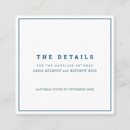 Minimale details van het witte vierkant marineschi informatiekaartje