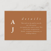 Minimale details van Monogram Terracotta Wedding Informatiekaartje (Voorkant)