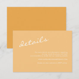 Minimale details van Mustard Yellow Wedding Informatiekaartje
