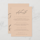 Minimale details voor kleine peach Fine Art Floral Informatiekaartje (Voorkant / Achterkant)