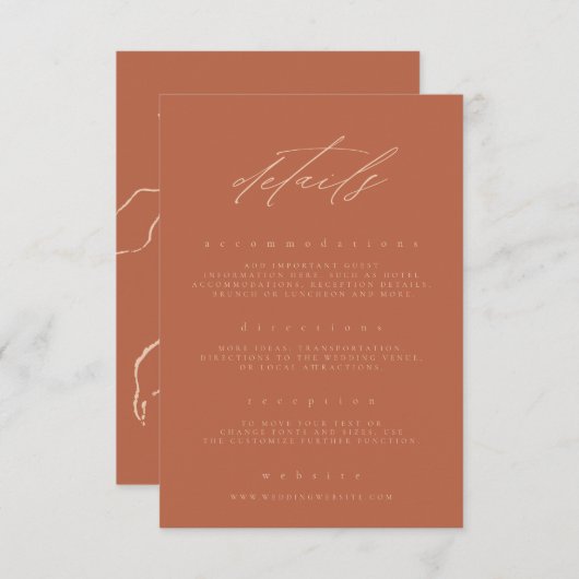 Minimale details voor racestralen met fijne tekenf informatiekaartje (Voorkant / Achterkant)