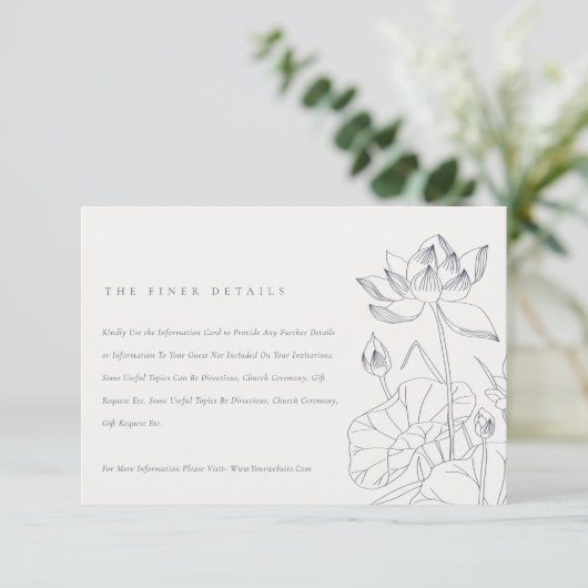 Minimale details waterleloze zakzakjes bruiloft informatiekaartje (Staand voorkant)