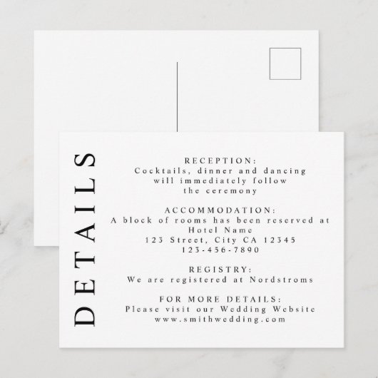 Minimale details zwart-wit invoegen briefkaart (Voorkant / Achterkant)