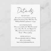 Minimale details zwart-witbruiloft informatiekaartje (Voorkant)