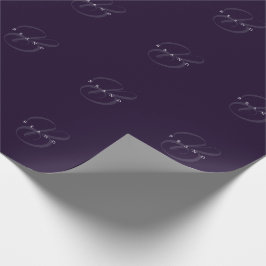 Minimale Diep Plum Paars Elegant Monogram Company Cadeaupapier