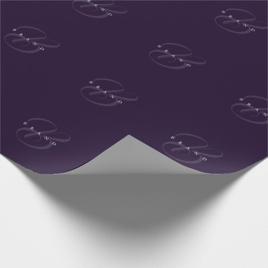 Minimale Diep Plum Paars Elegant Monogram Company Cadeaupapier (Hoek)