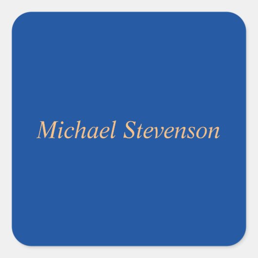 Minimale diepblauwe moderne platte vierkante sticker (Voorkant)