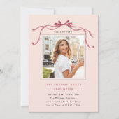 Minimale Diepe Blush Boog Afstudeerfeest Foto Roze Kaart (Voorkant)