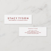 Minimale dieprode tekst mini visitekaartje (Voorkant / Achterkant)