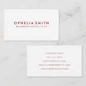 Minimale dieprode tekst visitekaartje (Voorkant / Achterkant)