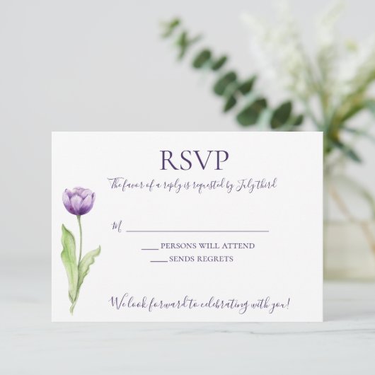 Minimale diepste Paarse eenzijdige tulpweddenschap Kaart (Staand voorkant)