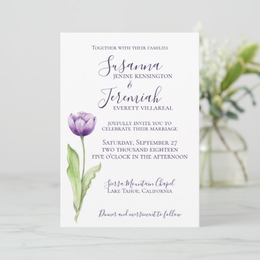 Minimale diepste Paarse eenzijdige tulpweddenschap Kaart (Staand voorkant)