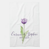 Minimale diepste Paarse eenzijdige tulpweddenschap Theedoek (Verticaal)