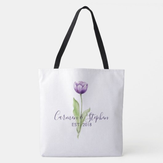 Minimale diepste Paarse eenzijdige tulpweddenschap Tote Bag (Voorkant)