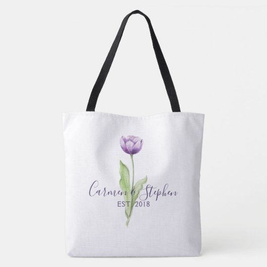 Minimale diepste Paarse eenzijdige tulpweddenschap Tote Bag (Achterkant)