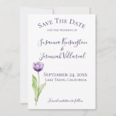Minimale diepste Paarse Tulp foto bespaart datum Save The Date (Voorkant)